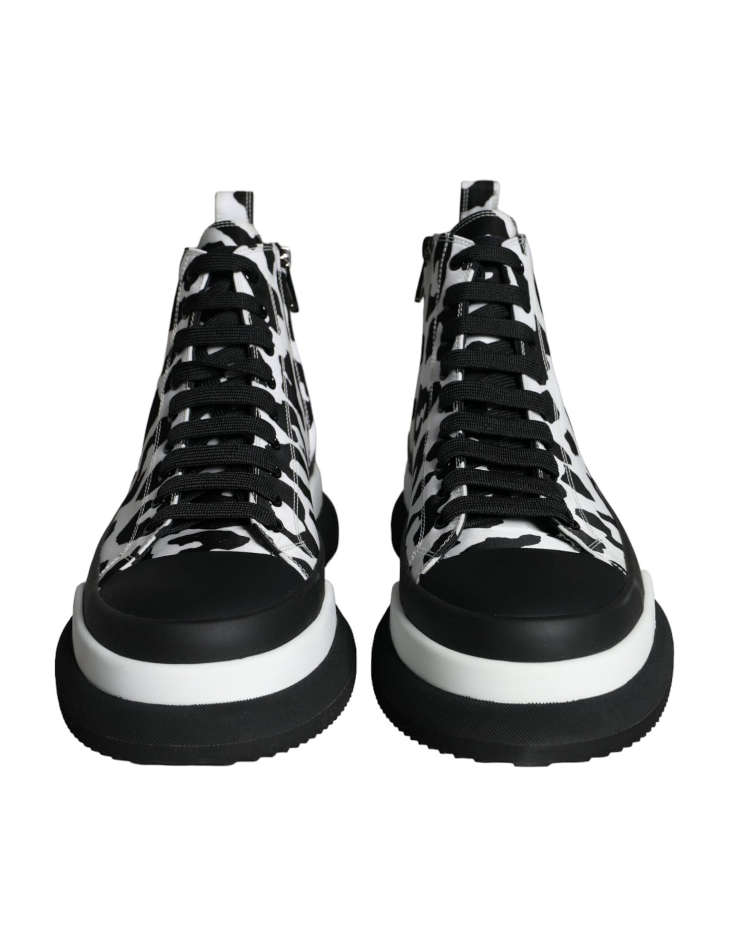 Dolce & Gabbana Black White Leopard High Top Sneaker Shoes