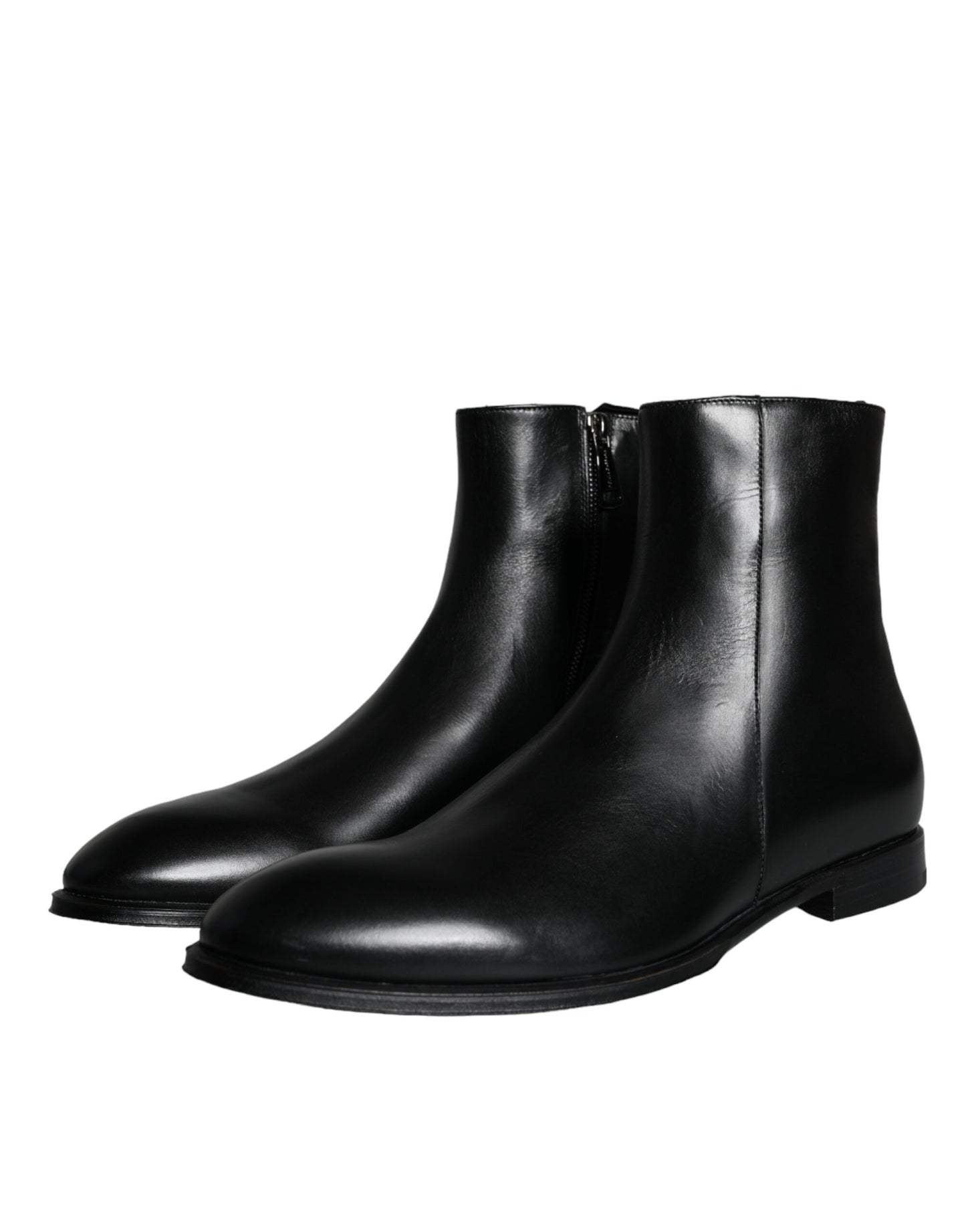 Dolce & Gabbana Black Calf Leather Men Ankle Boots Shoes