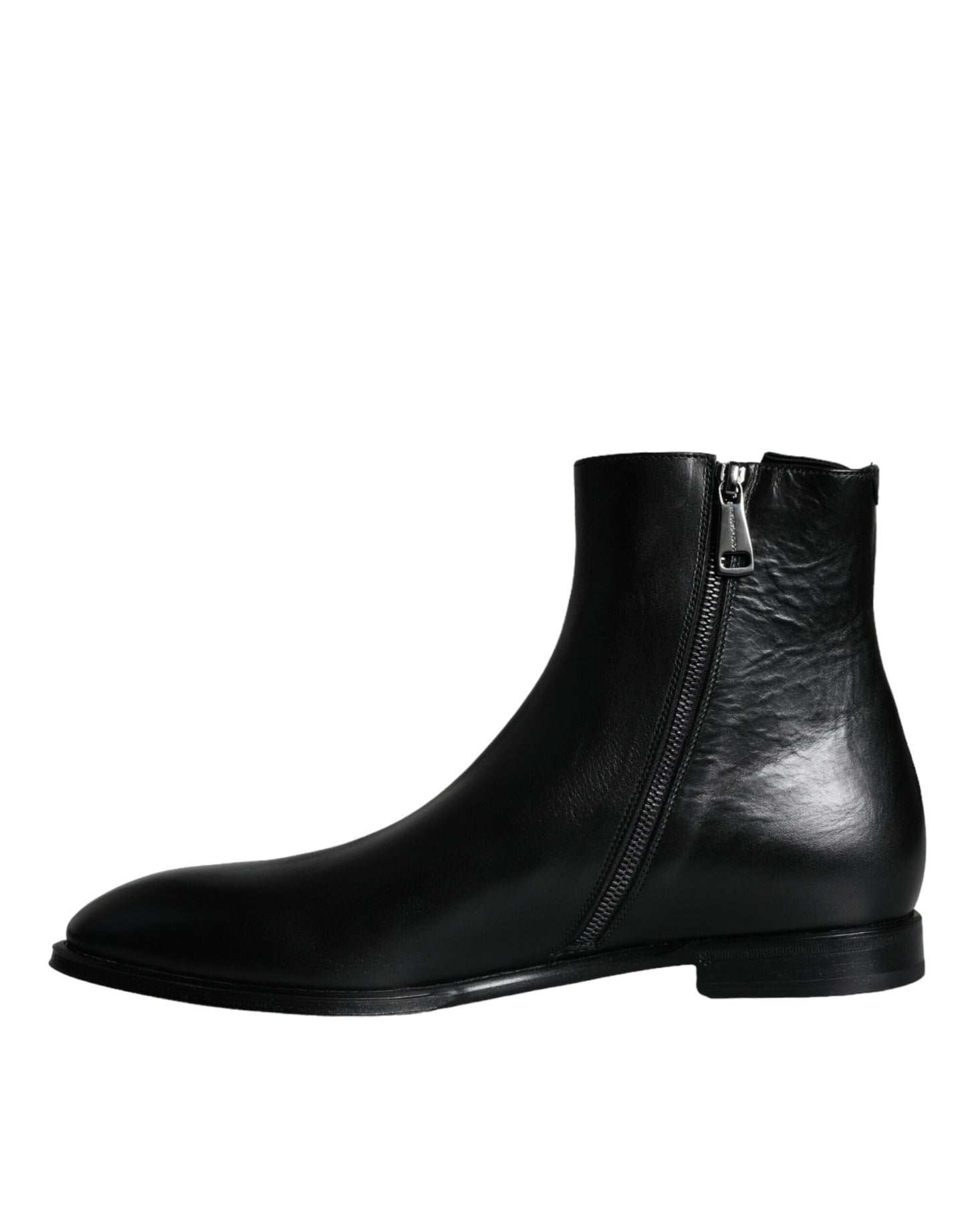 Dolce & Gabbana Black Calf Leather Men Ankle Boots Shoes