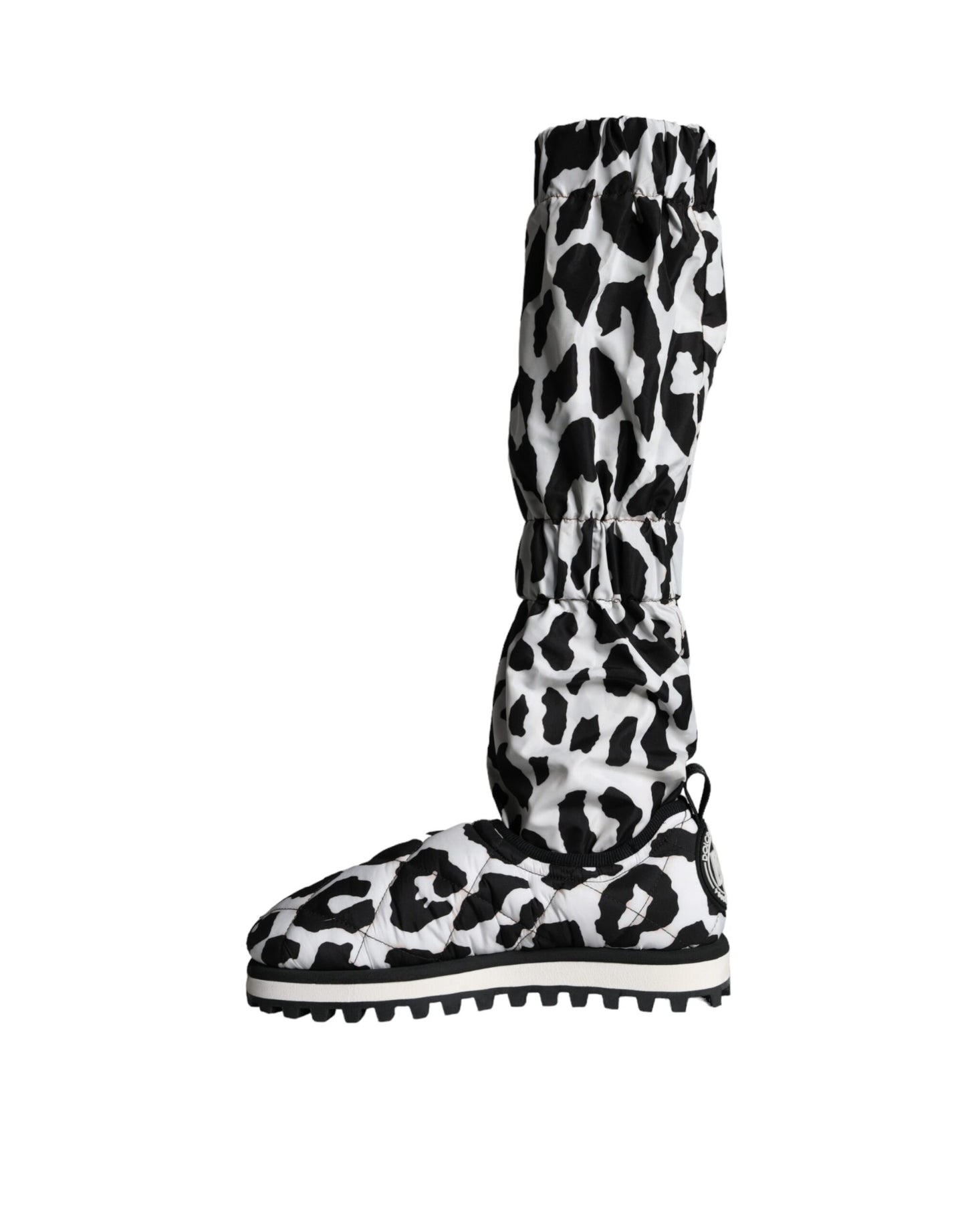 Dolce & Gabbana Black White Leopard Quilted Men Boots Sneakers Shoes