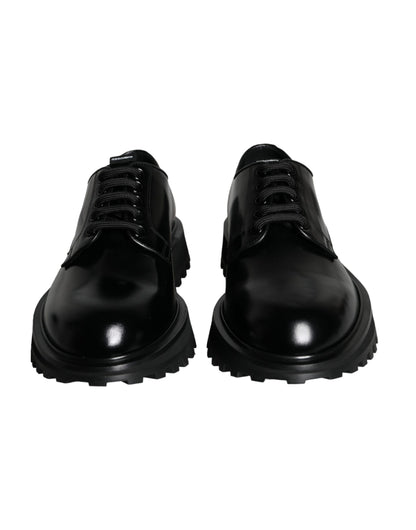 Dolce & Gabbana Black Calf Leather Derby Formal Dress Shoes