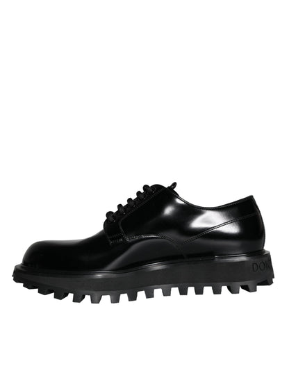 Dolce & Gabbana Black Calf Leather Derby Formal Dress Shoes