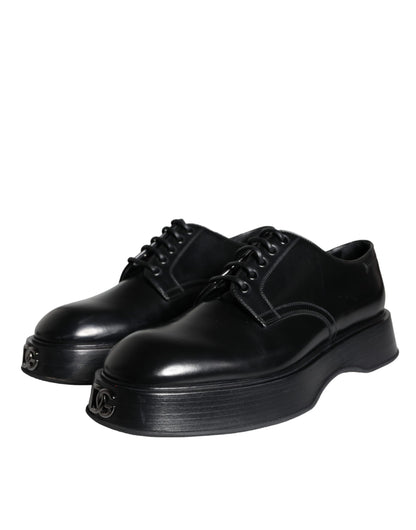 Dolce & Gabbana Black Calf Leather Derby Formal Dress Shoes