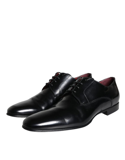 Dolce & Gabbana Black Calfskin Leather Derby Men Dress Shoes