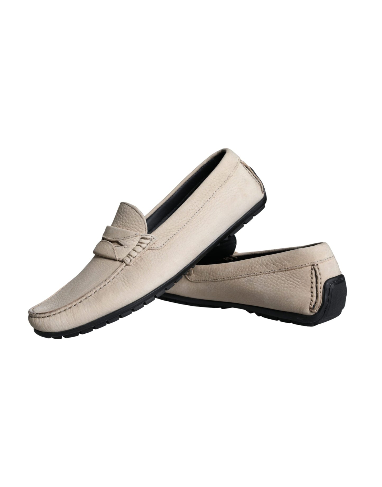 Dolce & Gabbana Beige Leather Slip Mocassin Loafers Men Shoes