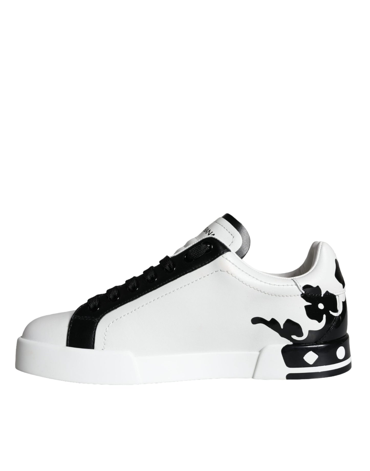 Dolce & Gabbana White Black Leather Crown Milano Sneakers Shoes