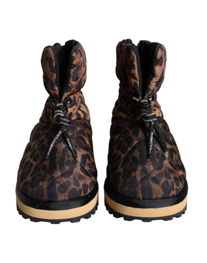 Dolce & Gabbana Brown Leopard Ankle Boots Padded Shoes