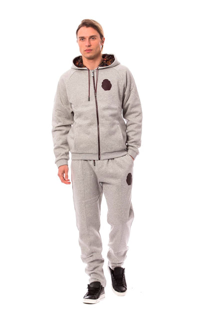 Billionaire Italian Couture Elegant Gray Cotton Sweatsuit Ensemble