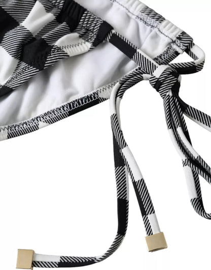 Dolce & Gabbana Black White Check Swimwear Beachwear Bottom Bikini