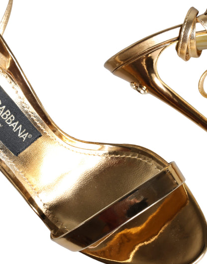 Dolce & Gabbana Gold Leather High Heels Sandals Shoes