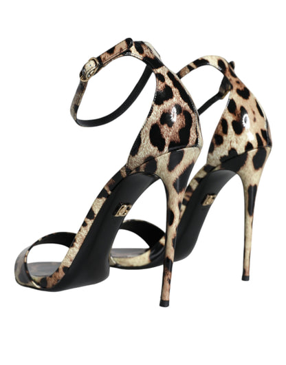 Dolce & Gabbana Brown Leopard KEIRA Ankle Strap Sandals Shoes