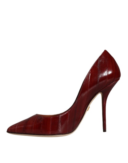 Dolce & Gabbana Dark Red Leather High Heels Pumps Shoes