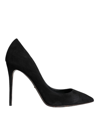 Dolce & Gabbana Black Suede Leather High Heels Pumps Shoes