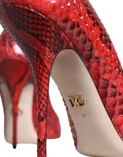 Dolce & Gabbana Red Leather Stiletto High Heels Pumps Shoes