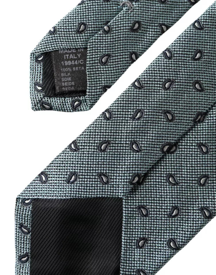 Dolce & Gabbana Green 100% Silk Patterned Adjustable Men Tie