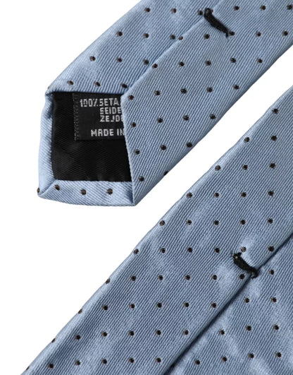 Dolce & Gabbana Light Blue Polka Dot Silk Adjustable Men Tie