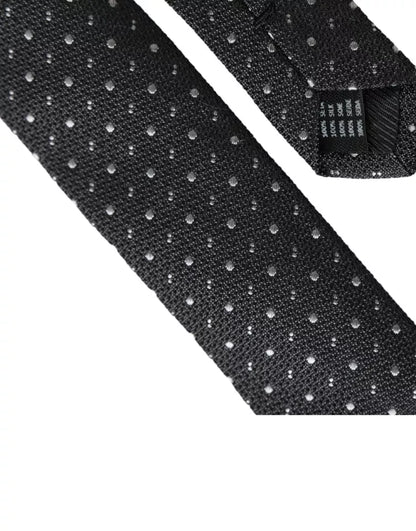 Dolce & Gabbana Black Polka Dot Silk Adjustable Men Tie