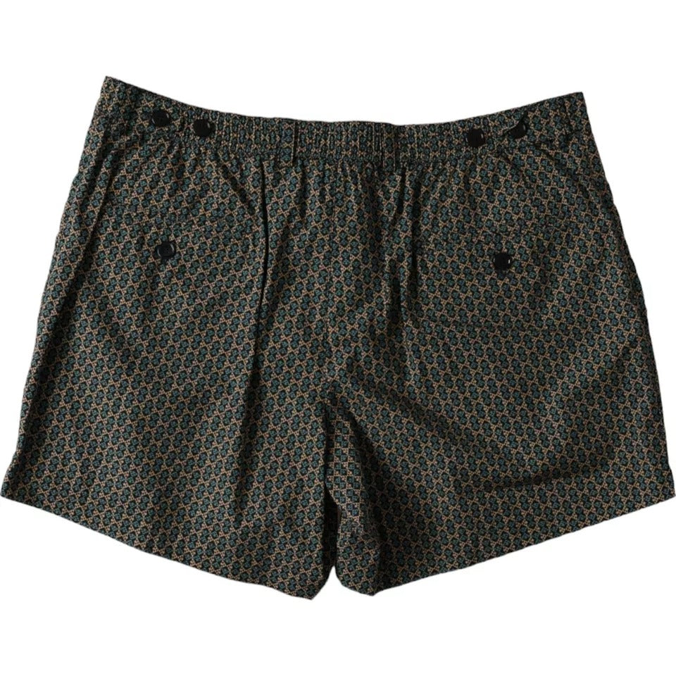 Dolce & Gabbana Brown Patterned Beachwear Swim Shorts Swimwear