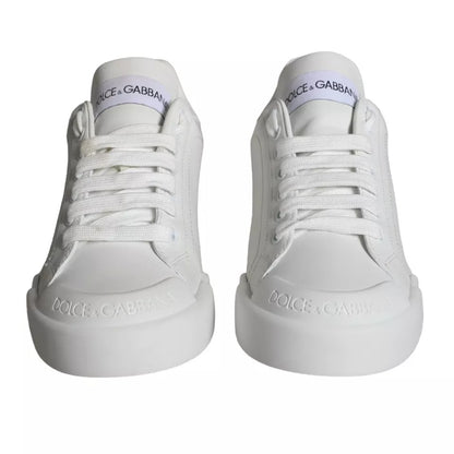 Dolce & Gabbana White Calfskin Leather Miami Low Top Sneakers Shoes