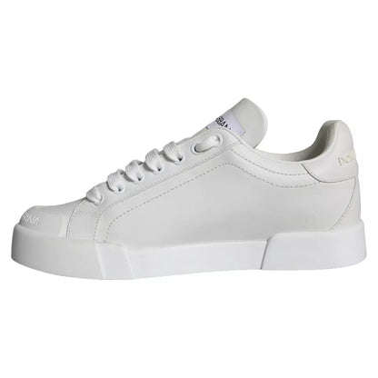 Dolce & Gabbana White Calfskin Leather Miami Low Top Sneakers Shoes