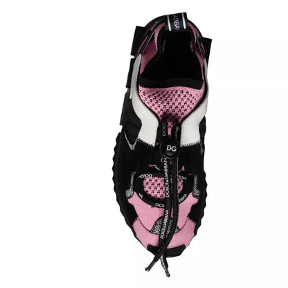 Dolce & Gabbana Black Pink Mesh Sorrento Trekking Sneakers Shoes