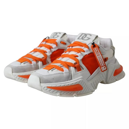 Dolce & Gabbana White Orange Airmaster Low Top Sneakers Shoes