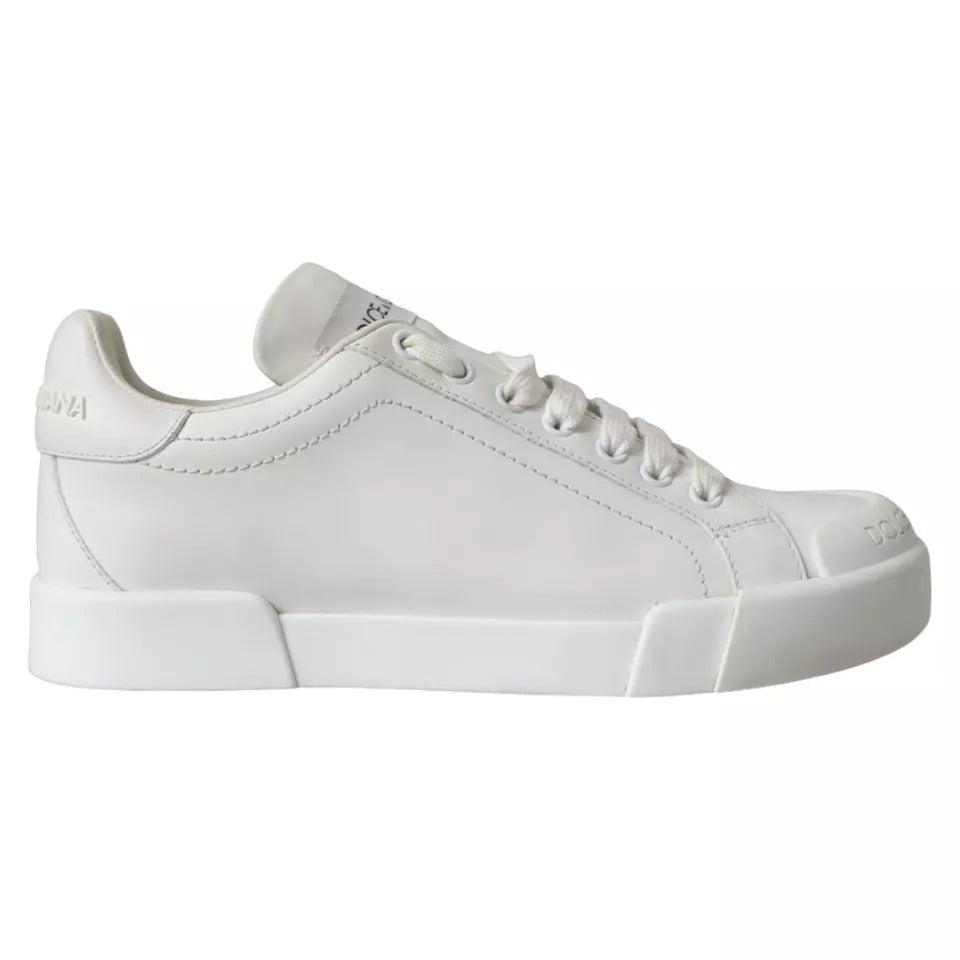 Dolce & Gabbana White Calfskin Leather Miami Low Top Sneakers Shoes