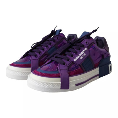 Dolce & Gabbana Purple Leather Low Top Sneakers Men Shoes