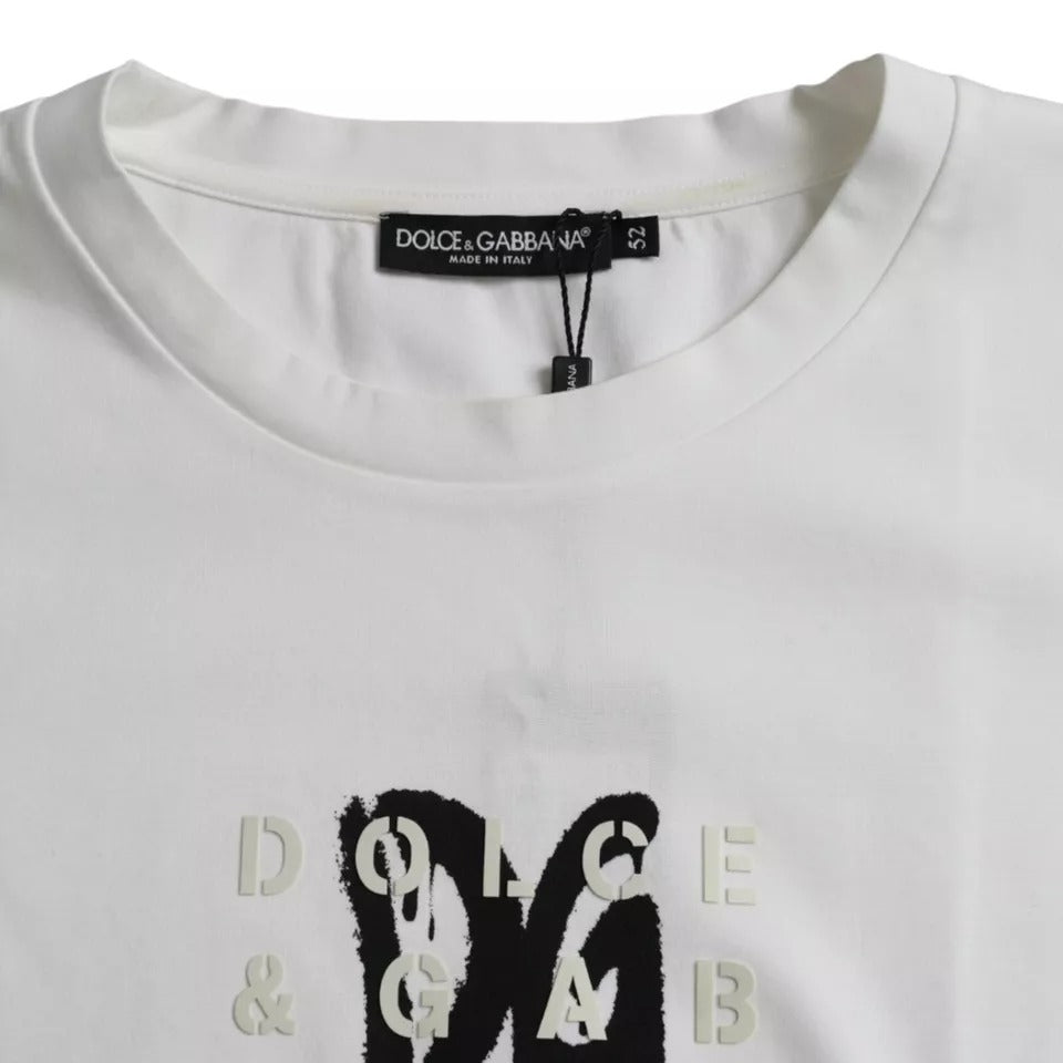 Dolce & Gabbana White Logo Round Neck Short Sleeves T-shirt