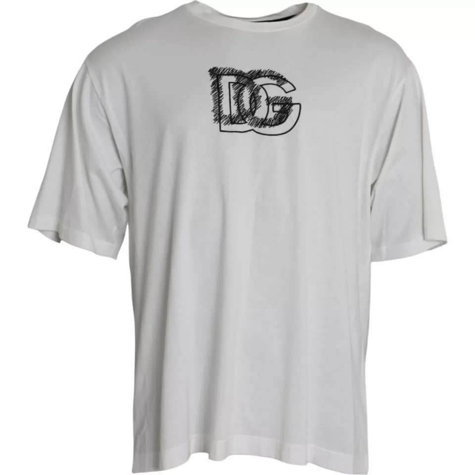 Dolce & Gabbana White Logo Round Neck Short Sleeves T-shirt