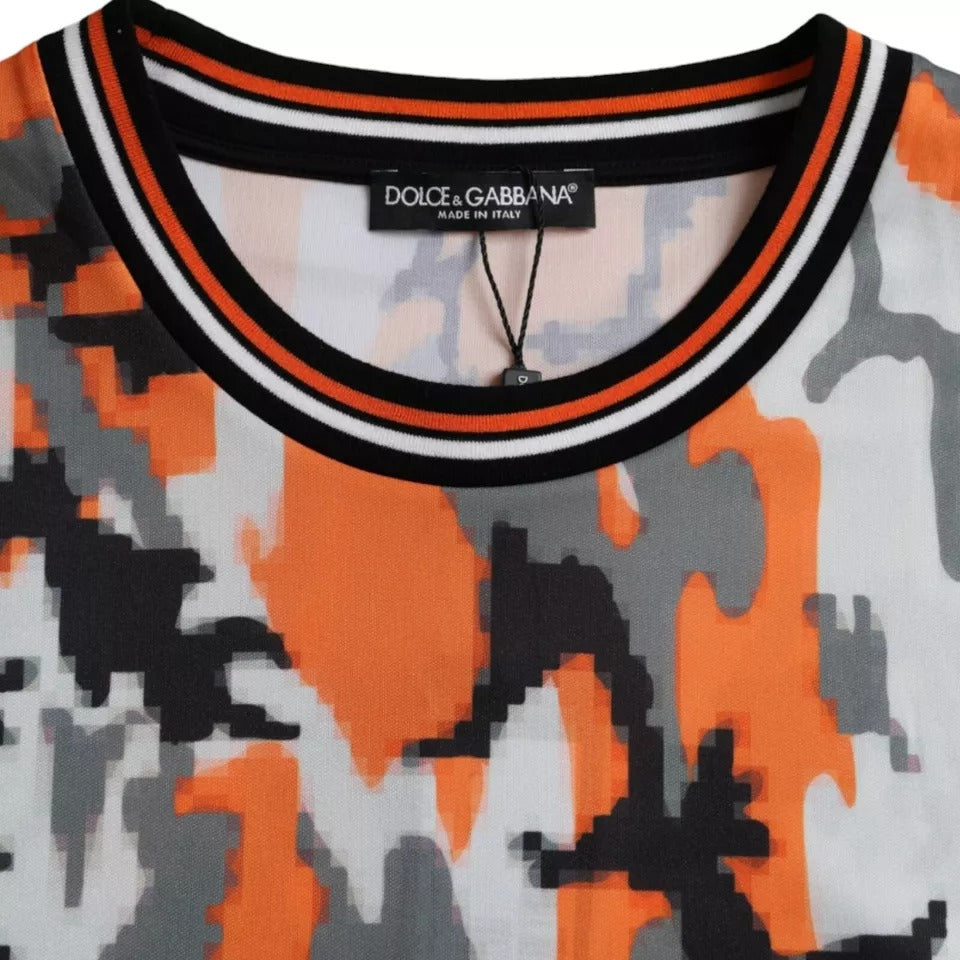 Dolce & Gabbana Multicolor Camouflage Cotton Crew Neck Men T-shirt