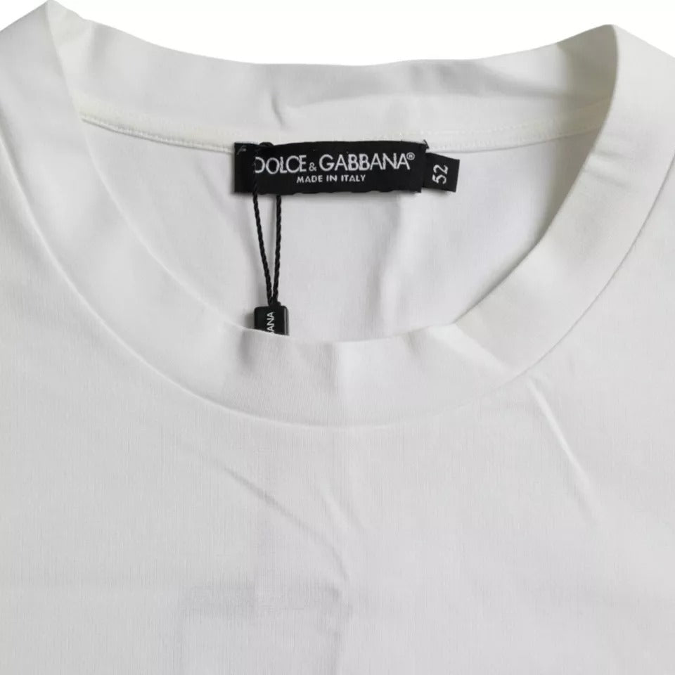 Dolce & Gabbana White Logo Round Neck Short Sleeves T-shirt