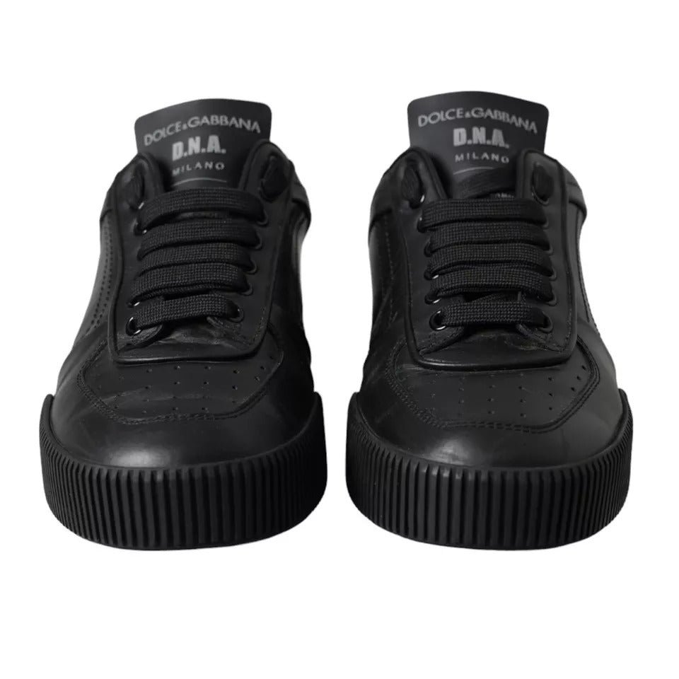 Dolce & Gabbana Black Leather Low Top Sneakers Men Shoes