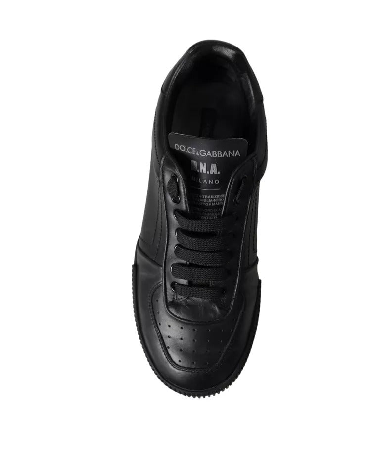 Dolce & Gabbana Black Leather Low Top Sneakers Men Shoes