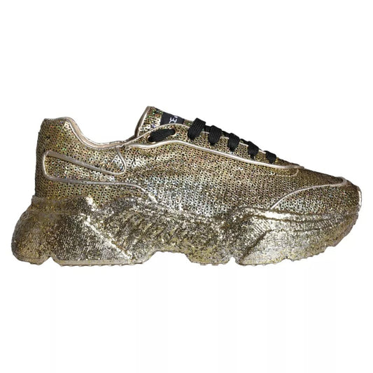 Dolce & Gabbana Gold Sequined Daymaster Low Top Sneakers Men Shoes