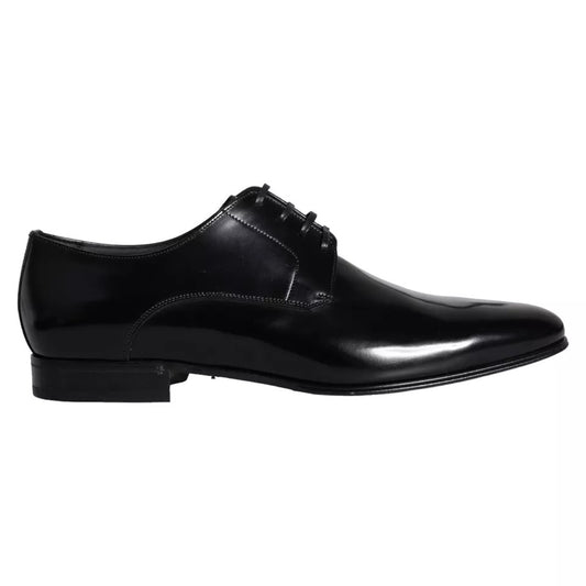 Dolce & Gabbana Black Calf Leather Derby Men Dress Shoes