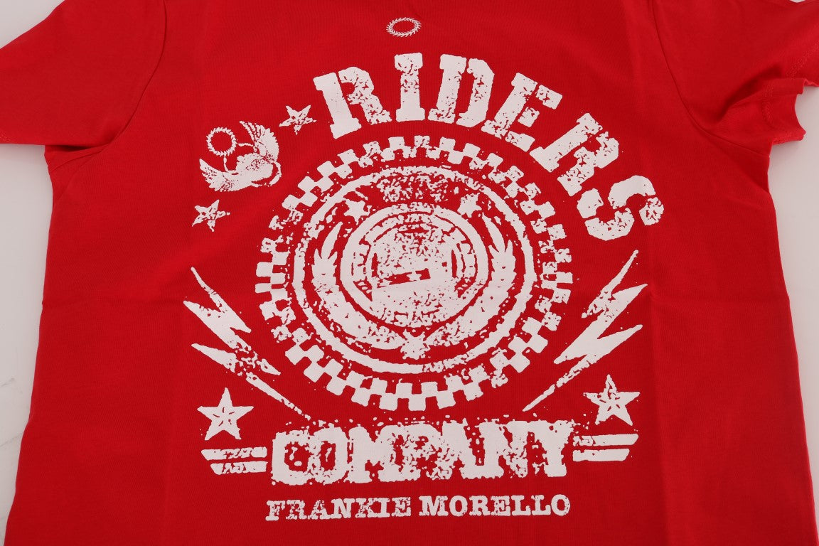 Frankie Morello Red Cotton Riders 승무원 티셔츠