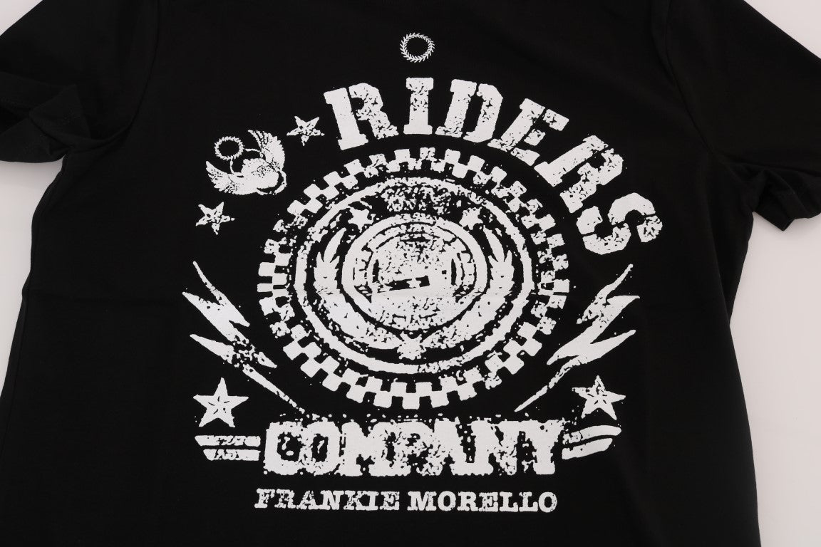 Frankie Morello Black Cotton Riders 승무원 티셔츠