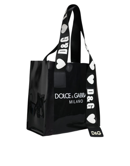 Dolce & Gabbana Black Street Logo Print PVC Shopping Tote Bag