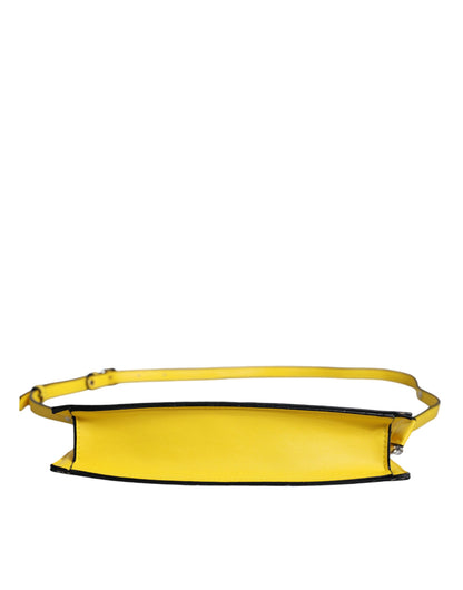 MSGM Yellow Leather Logo Crossbody Sling Shoulder Bag