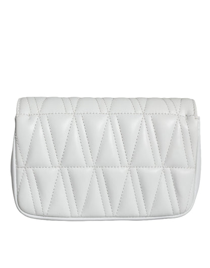 Versace White Quilted Nappa Leather Crossbody Shoulder Bag