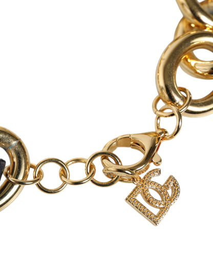 Dolce & Gabbana Gold Tone Brass Maxi Chain Lobster Clasp Logo Bracelet