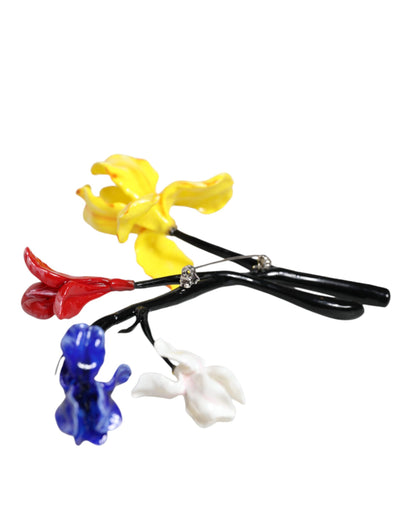 MSGM Multicolor Flower Ornament Enamel Pin Women Brooch