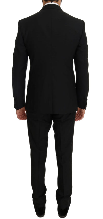 Dolce & Gabbana Black Wool Silk Saxophone Slim Fit Suit