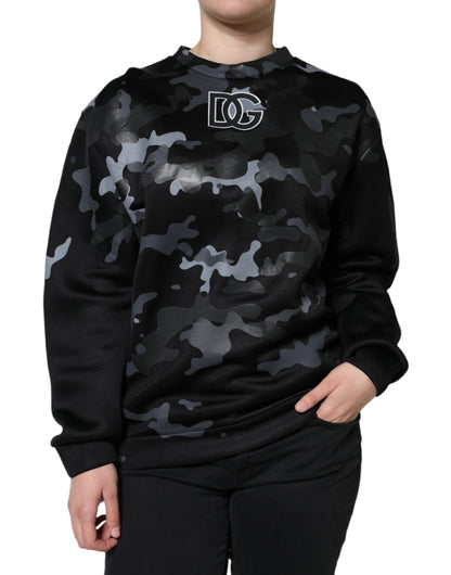 Dolce & Gabbana Black Camouflage Round Neck Sweatshirt Sweater