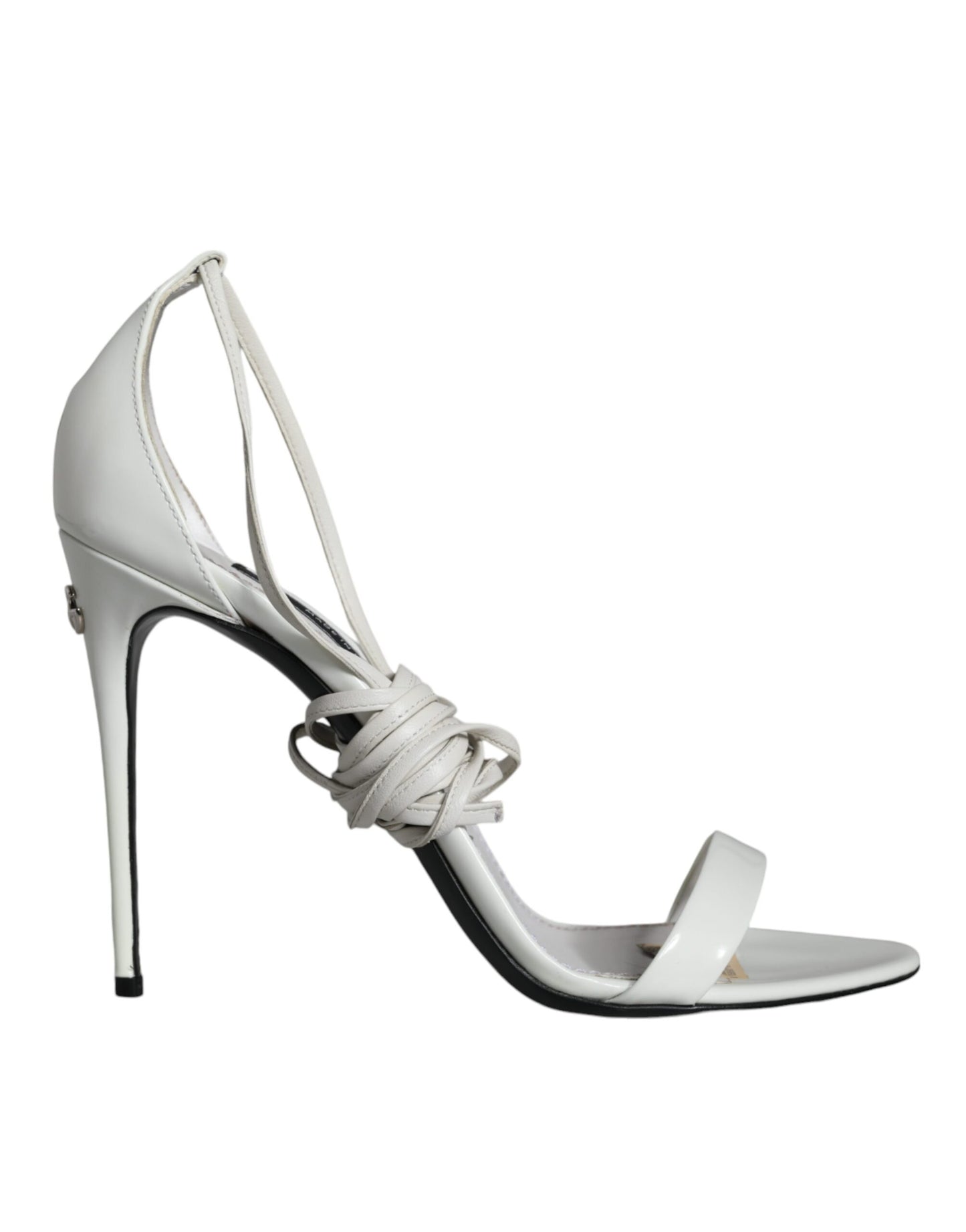 Dolce & Gabbana White Leather High Heels Sandals Shoes