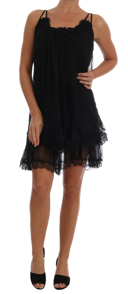 Dolce & Gabbana Black Silk Lace Chemise 드레스