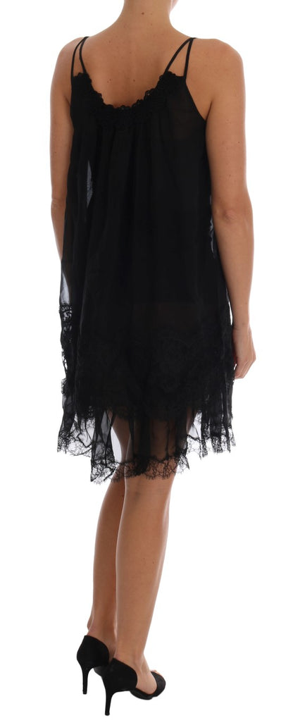 Dolce & Gabbana Black Silk Lace Chemise 드레스