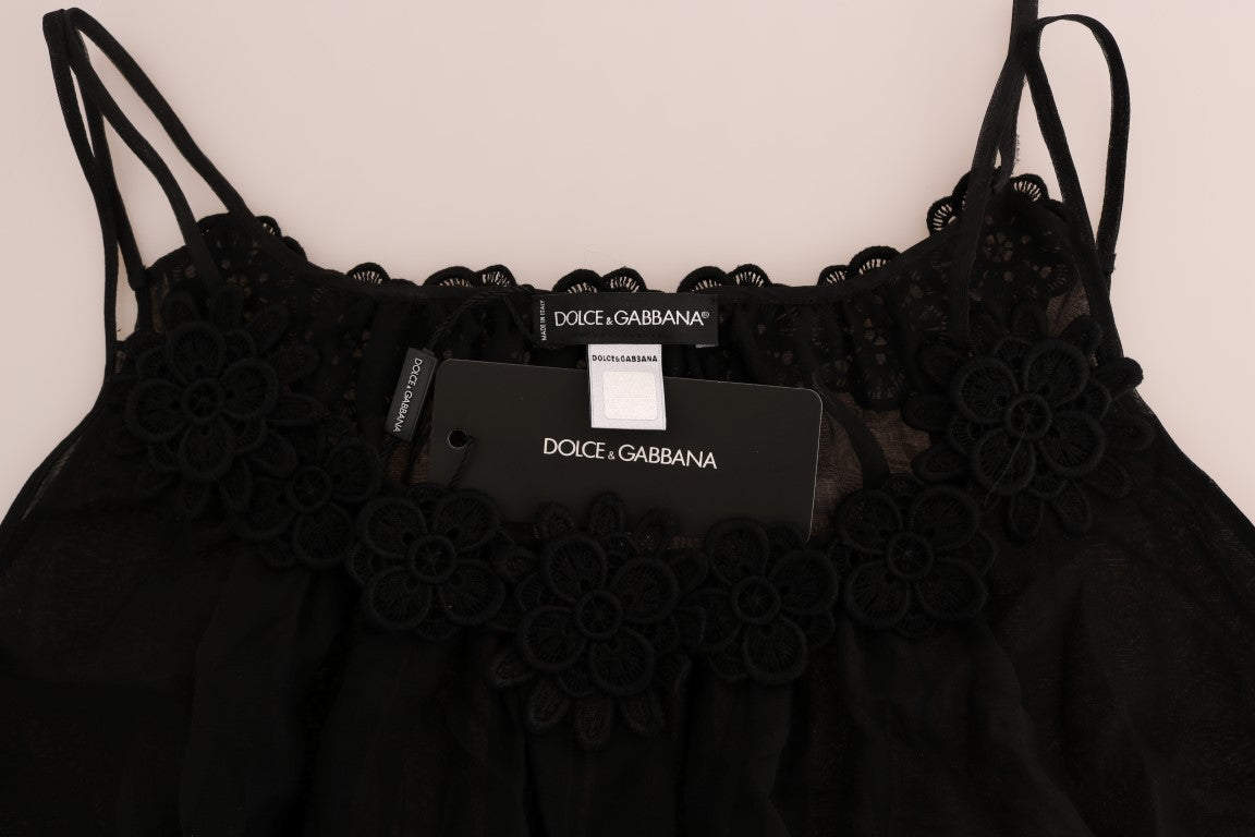 Dolce & Gabbana Black Silk Lace Chemise 드레스