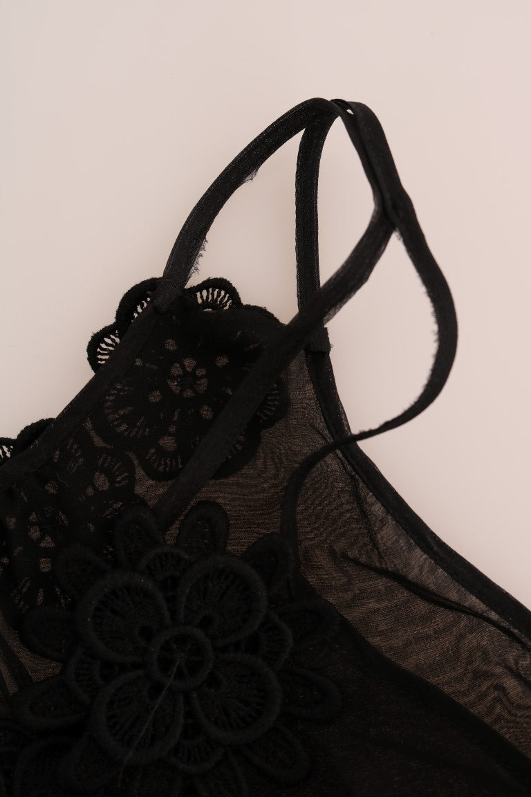 Dolce & Gabbana Black Silk Lace Chemise 드레스